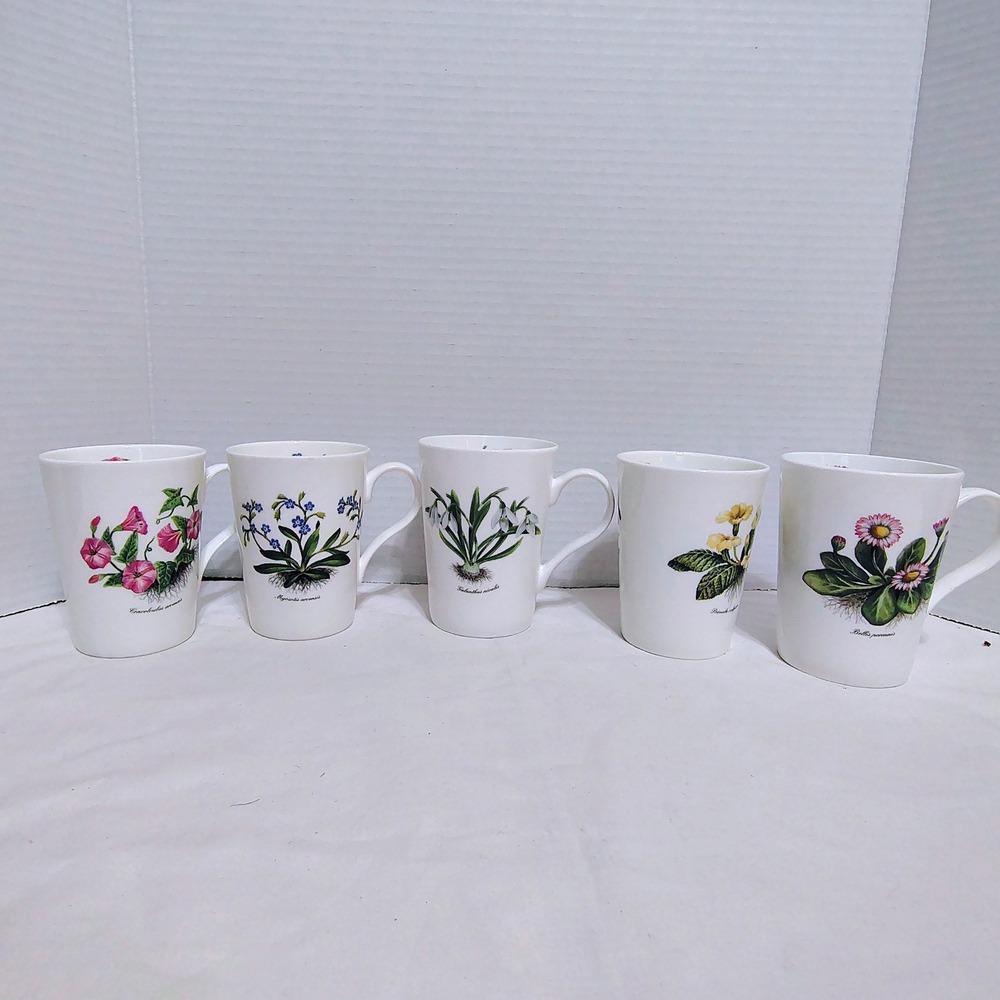Royal Victorian Staffordshire England Botanical Flower Mugs Fine Bone China - Picture 2 of 13